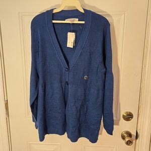 Vintage Soft By Avenue Size 18/20 Cardigan Blue Teal Square Buttons NWT